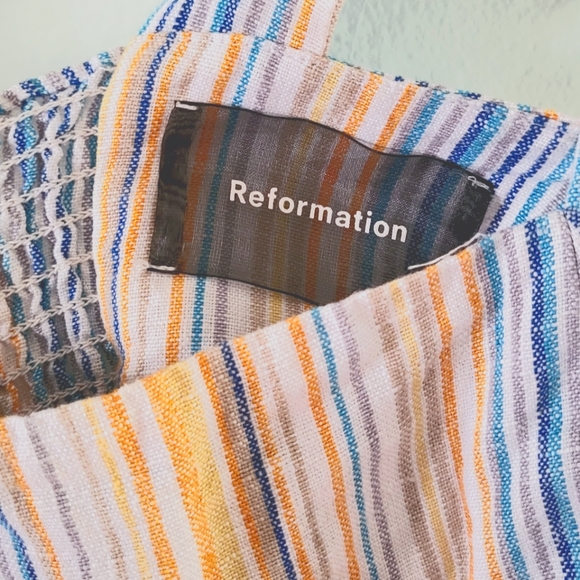 Reformation Blue and Orange Striped Linen Romper - Picture 5 of 7